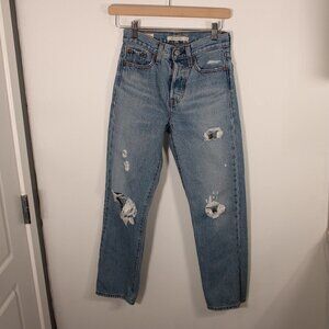 Levi's Wedgie Straight Size 23 Blue Distressed